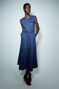 MIDI INDIGO LINEN DRESS