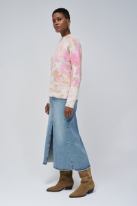 WOOL AND MOHAIR JUMPER WITH FLORAL PATTERN