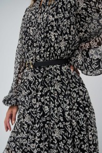 PLEATED DRESS WITH BELT