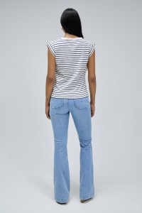 STRIPED T-SHIRT WITH BUTTON DETAILS