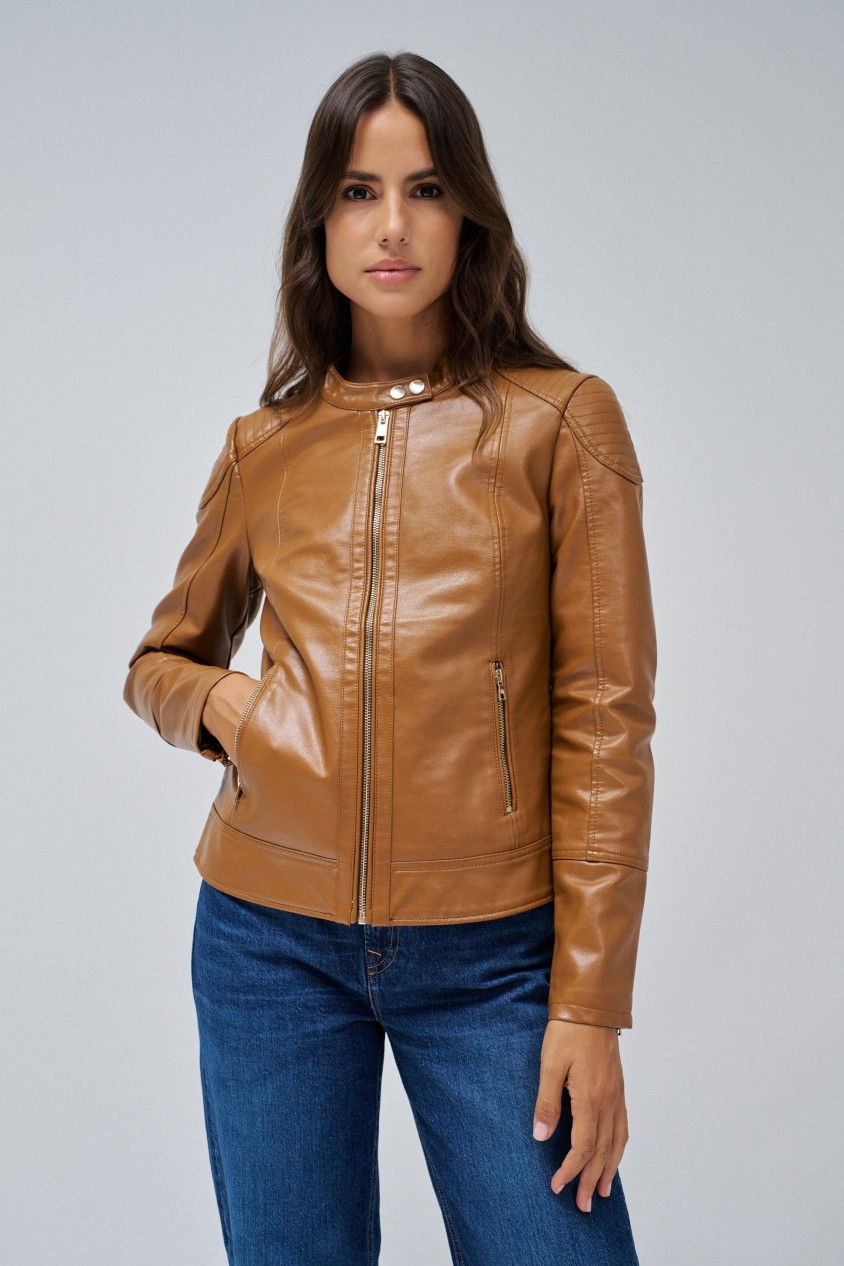 LEATHER EFFECT COAT