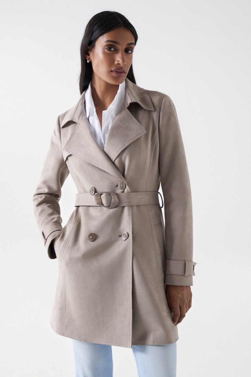 CASACO TRENCH EM SUEDE