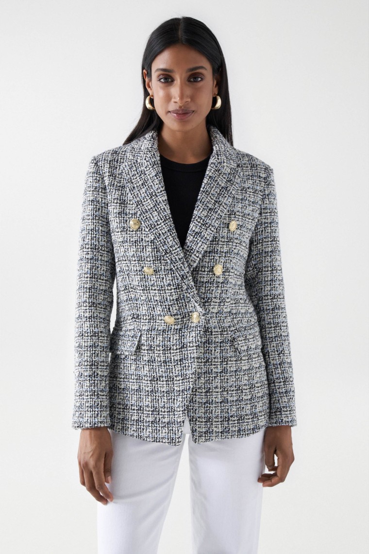 BLAZER EM TWEED COM BOTES DOURADOS