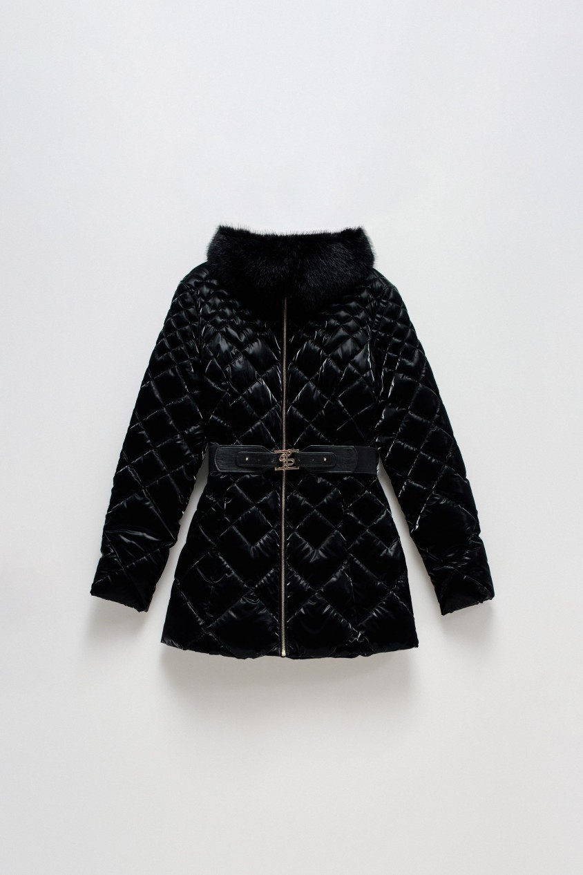 QUILTED JACKET WITH VELVET EFFECT