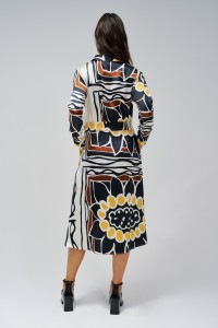 MIDI DRESS WITH COLOURED PATTERN