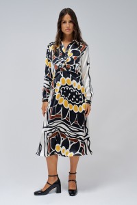 MIDI DRESS WITH COLOURED PATTERN