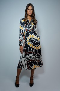 MIDI DRESS WITH COLOURED PATTERN