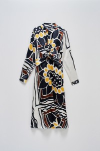 MIDI DRESS WITH COLOURED PATTERN