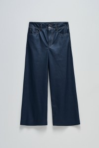 TRUE WIDE LEG LEATHER EFFECT TROUSERS