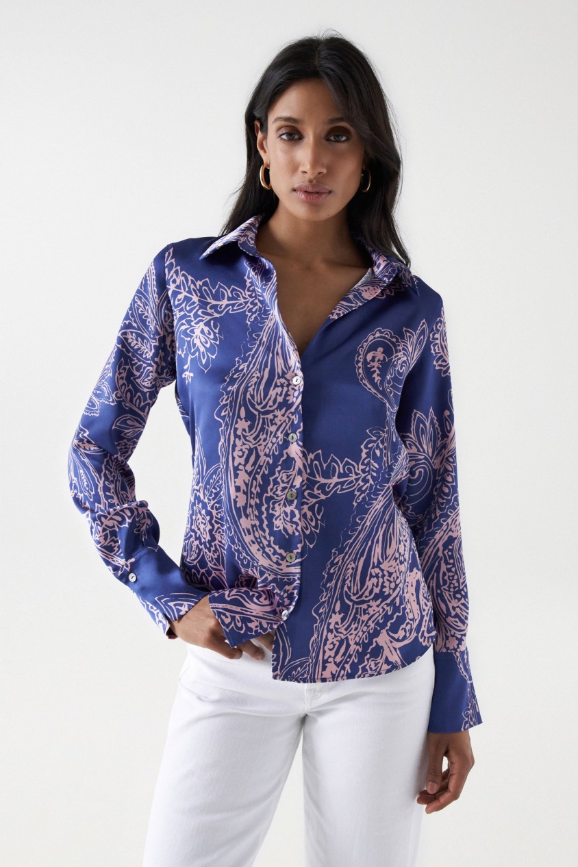 SATIN-FEEL SHIRT WITH PRINT