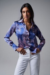 SATIN-FEEL SHIRT WITH PRINT