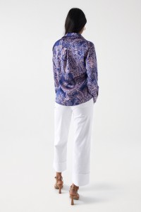 SATIN-FEEL SHIRT WITH PRINT