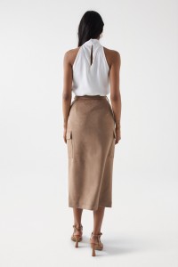 WRAPOVER SUEDE SKIRT