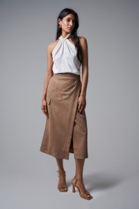 WRAPOVER SUEDE SKIRT