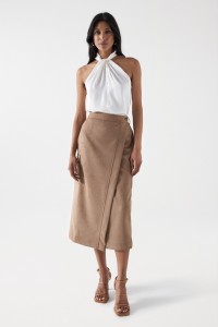 WRAPOVER SUEDE SKIRT