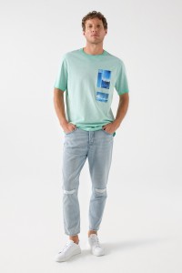 COTTON T-SHIRT WITH PRINT AND SALSA LOGO