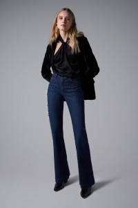 DESTINY PUSH UP FLARE DENIM JEANS WITH PEARLS