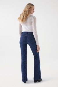 DESTINY PUSH UP FLARE DENIM JEANS WITH LASER PRINT