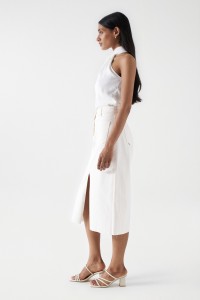 TRUE MIDI SKIRT WITH FRONT POCKETS