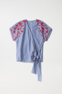 STRIPED SHIRT WITH EMBROIDERED DETAIL