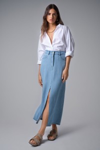 LIGHTDENIM MIDI SKIRT