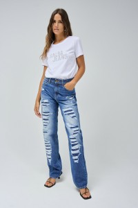 JEANS TRUE STRAIGHT COM ROTOS