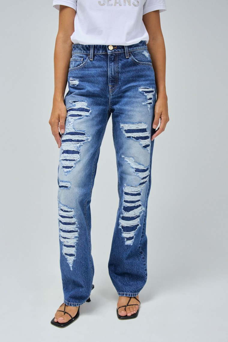 JEANS DROIT TRUE AVEC DCHIRURES