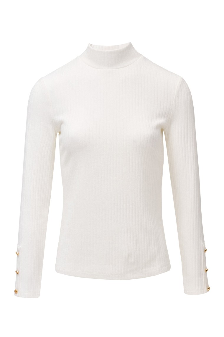 OUTLET SLIM MOCK NECK SWEATER WITH DETAI