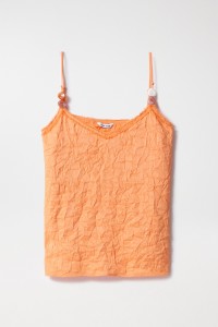 TOP WITH LINEN AND NATURAL BEAD DETAIL