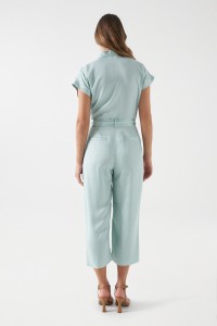 SATIN-FEEL JUMPSUIT WITH BELT