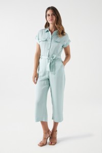 SATIN-FEEL JUMPSUIT WITH BELT