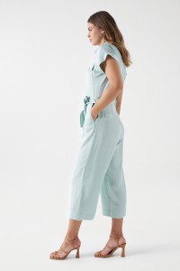 SATIN-FEEL JUMPSUIT WITH BELT