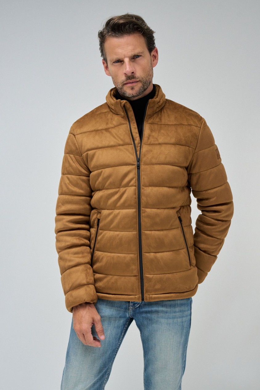 CASACO PUFFER EM SUEDE