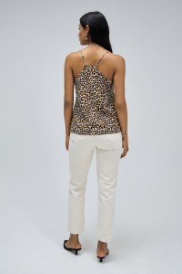 TOP ANIMAL PRINT WITH LACE DETAIL