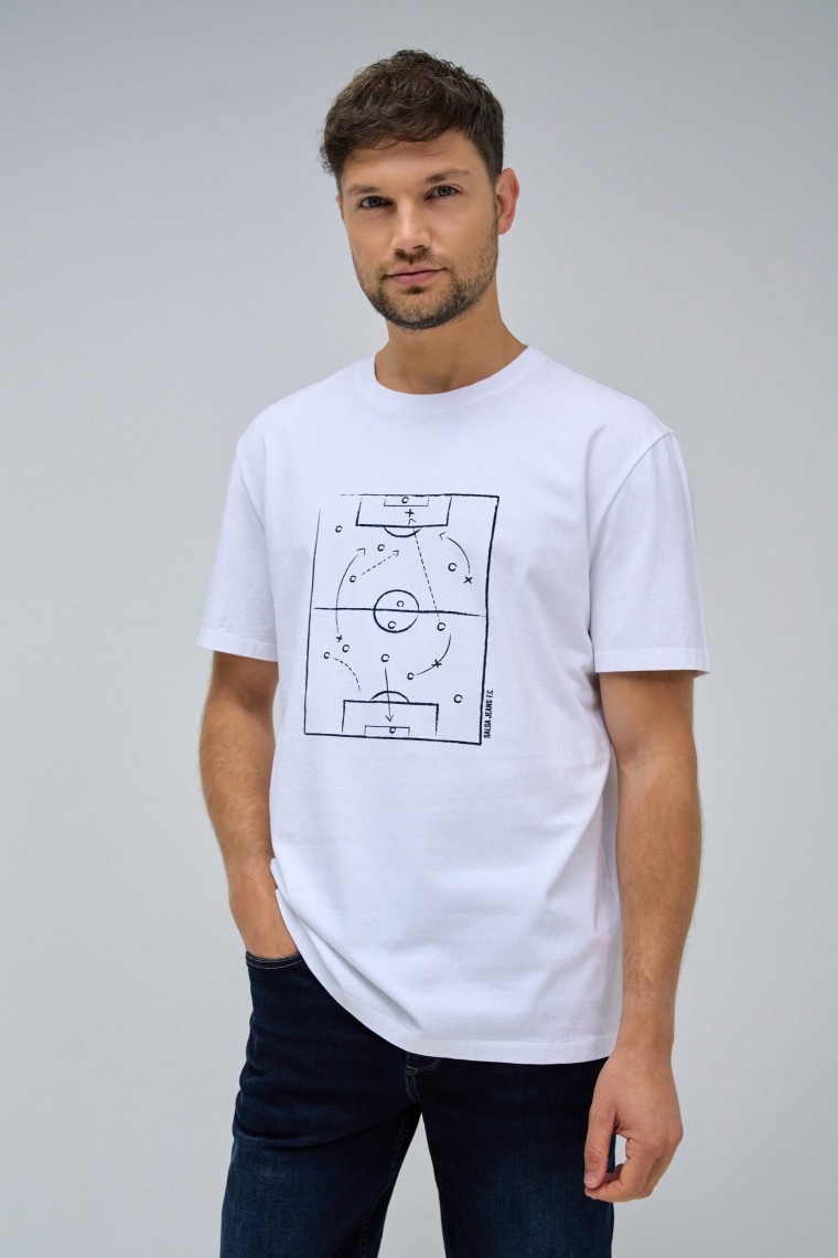 T-SHIRT DE FUTEBOL COM ESTAMPADO FRONTAL