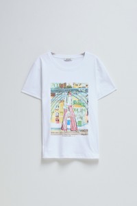 WHITE T-SHIRT WITH OPORTO PRINT