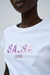 WHITE T-SHIRT WITH SEQUINS