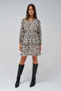 VESTIDO ESTAMPADO ANIMAL CON VOLANTES