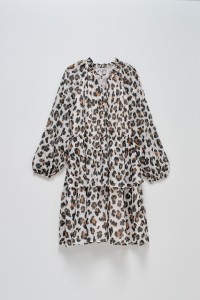 ANIMAL PRINT DRESS WITH FRILLS