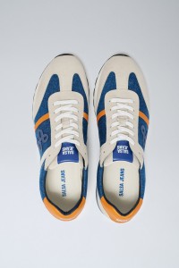 LEATHER AND DENIM TRAINERS