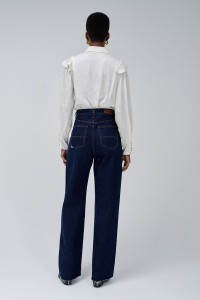 TRUE JEANS WITH WIDE LEG AND UNDONE HEM