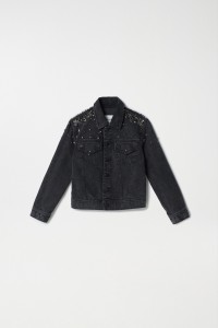 DENIM JACKET WITH SHINY APPLIQUS