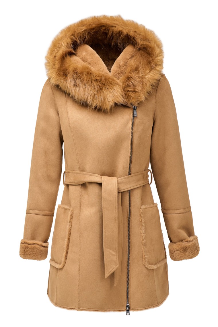 OUTLET 34 WRAP FAUX-SHEARLING COAT