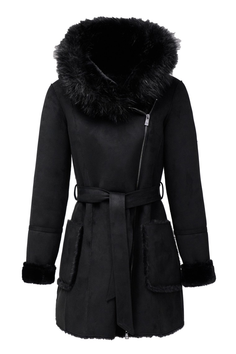 OUTLET 34 WRAP FAUX-SHEARLING COAT