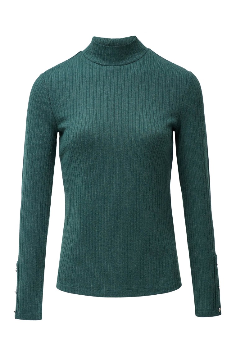 OUTLET SLIM MOCK NECK SWEATER WITH DETAI