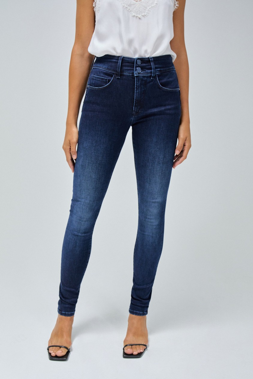 JEANS SECRET, PUSH IN, SKINNY, IN DUNKLEM DENIM