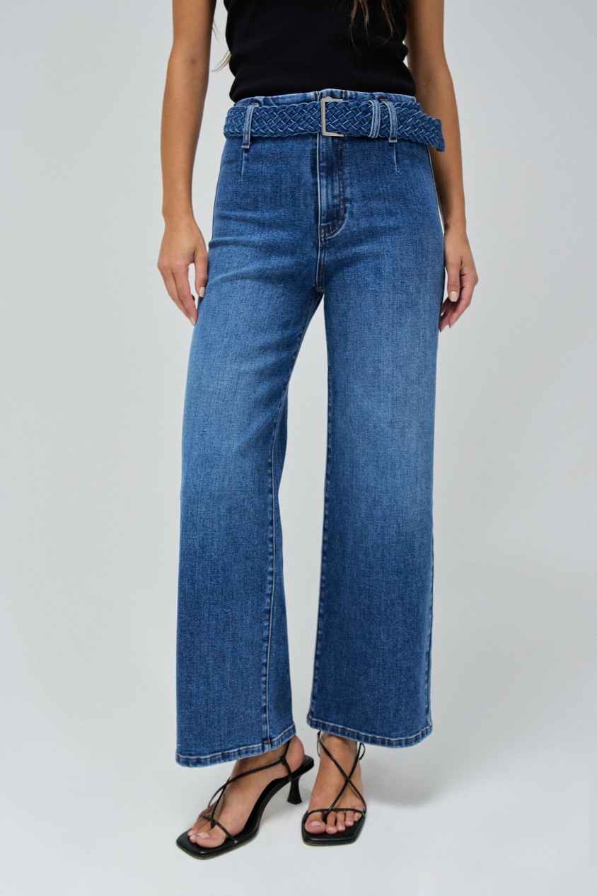 JEANS TRUE CROPPED WIDE MIT GRTEL