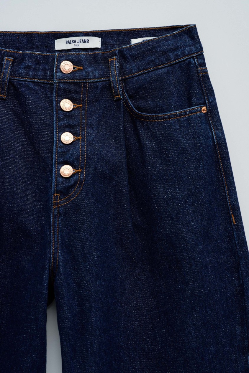 TRUE JEANS WITH WIDE LEG AND UNDONE HEM