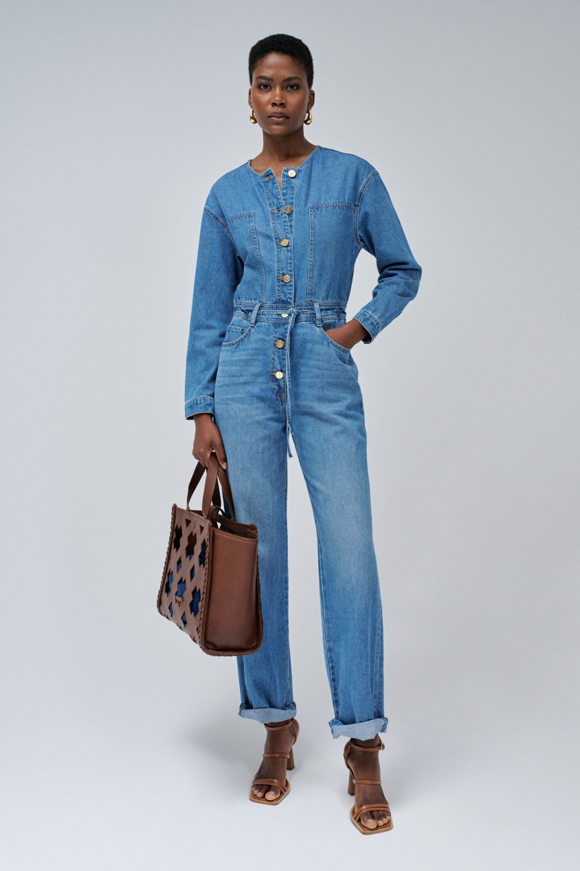 DENIM JUMPSUIT WITH BUTTONS